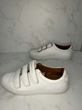Givenchy Paris White Leather Triple Velcro Strap Low Top Sneakers